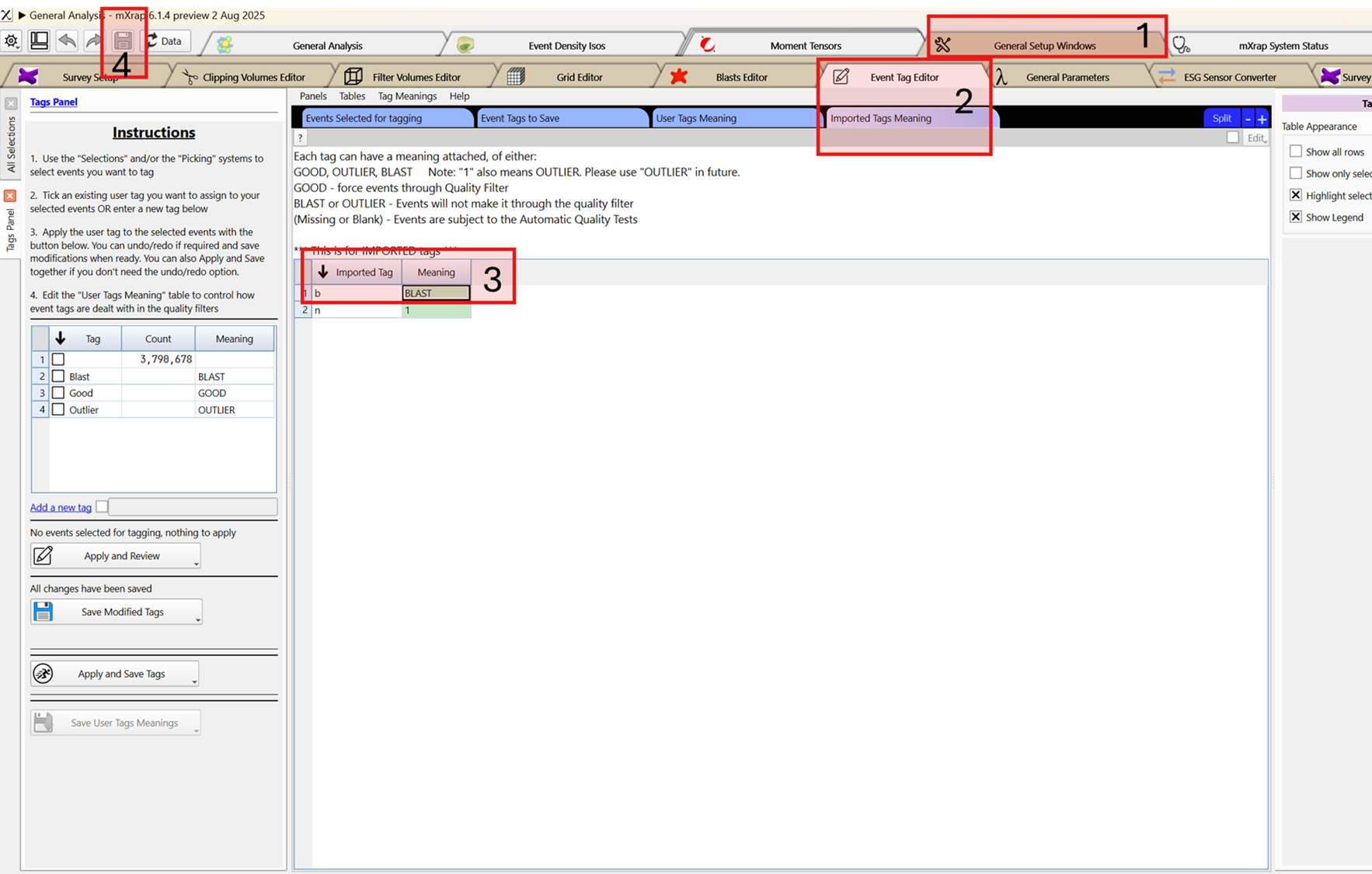 Changing the meaning of tagged blasts