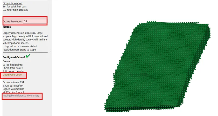 Octree resolution settings